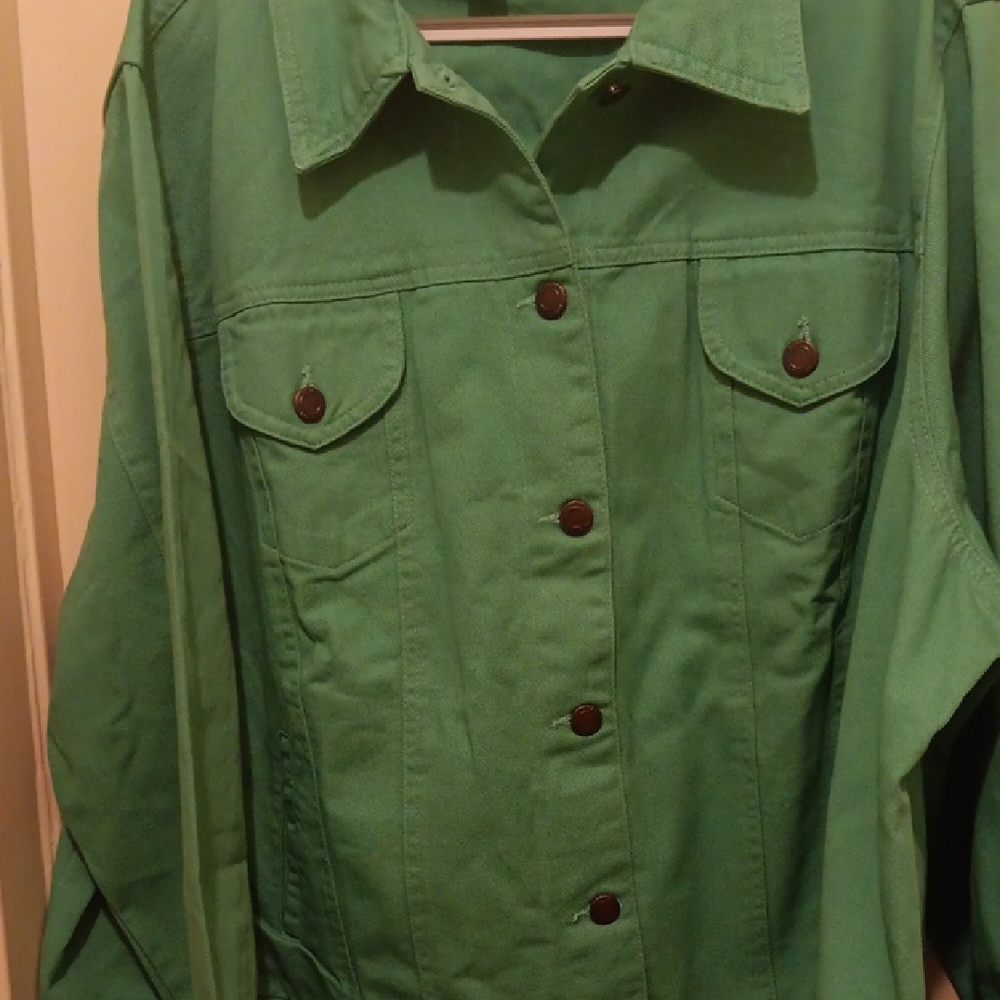 Jessica London Green Jean Jacket Classic Style